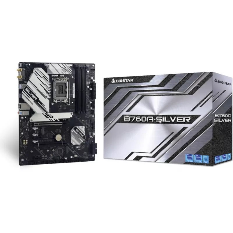 Biostar B760A-SILVER mātesplate, Intel B760, LGA 1700, ATX, DDR5