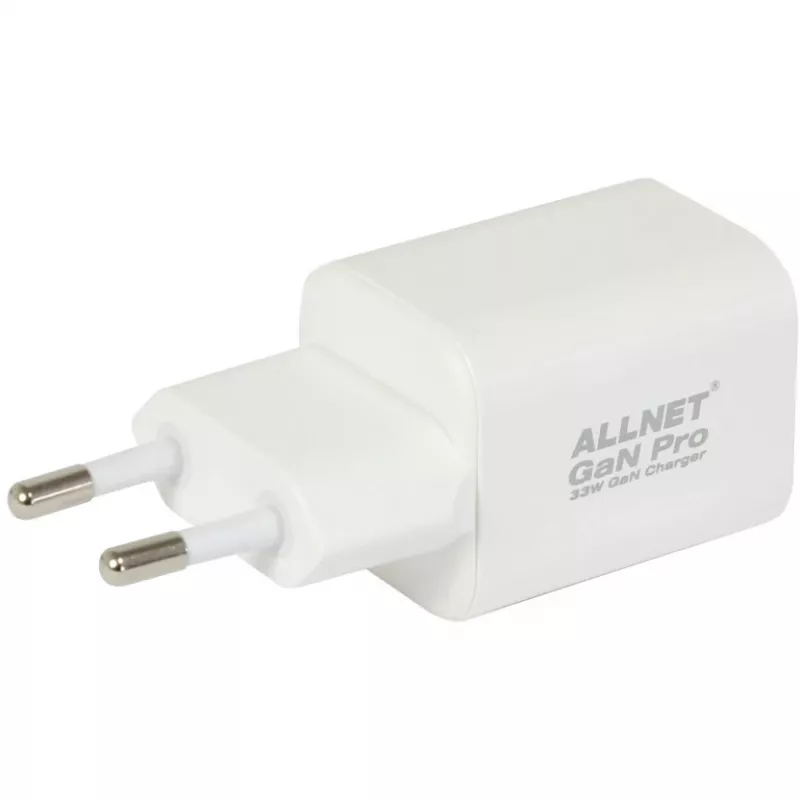 Strāvas adapteris ALLNET PSU-GaNPD-USB-1A1C-45W USB-C PD un USB-A QC 45W GaN lādētājs