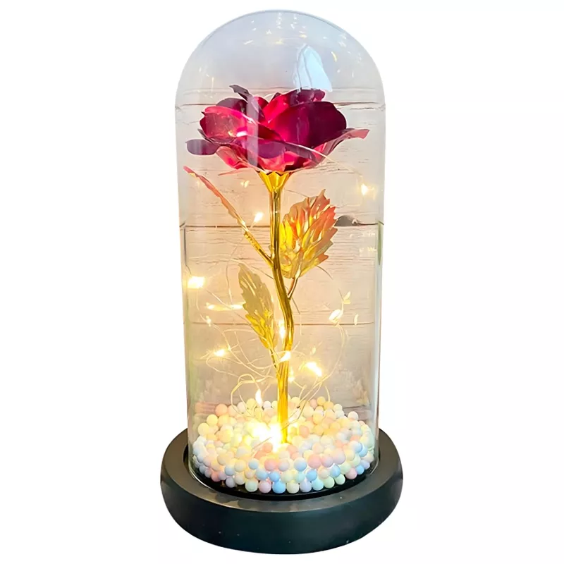 Mūžīgā roze stiklā Extralink Home, sarkans LED mirdzums