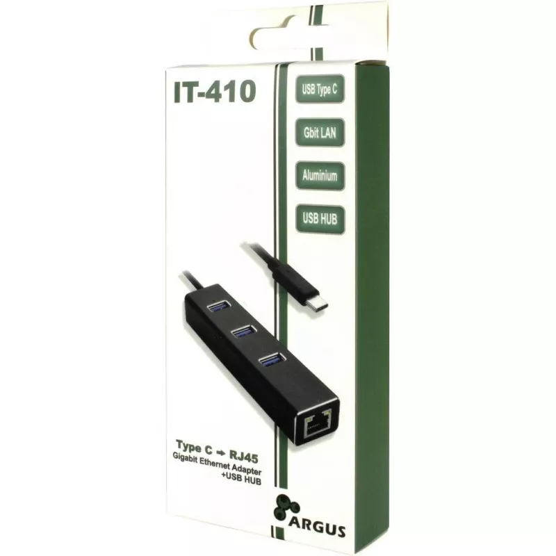 Inter-Tech Argus IT-410 - Centrmezgls - 3 x SuperSpeed USB 3.0 + 1 x 10/100/1000 - Galddators (88885440)