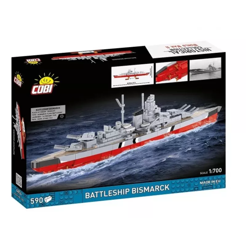 Konstrukciju komplekts Cobi kaujas kuģa Bismarck modelis, 590 detaļas