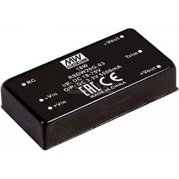 strāvas adapteris Mean Well RSDW20G-03 — 20 W, Ieeja 18–75 V, Izeja 3 V, RoHS