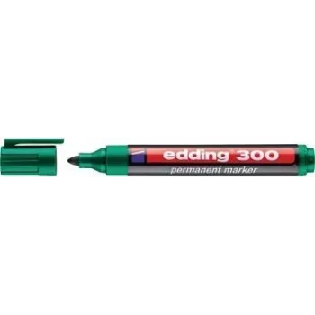 Pastāvīgais marķieris Edding 300 — Zaļš uzgalis, 1,5 mm līnijas platums, 10 gab. iepakojumā