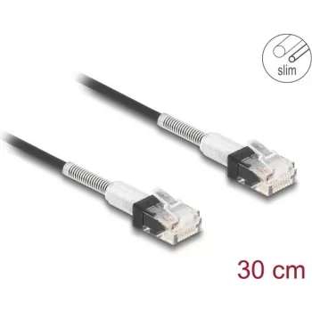 Tīkla kabelis DeLOCK RJ45 0.3m Cat.6A UTP plāns Melns