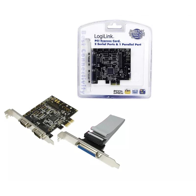 Iekšējā PCIe interfeisa karte LOGILINK PC0033 ar seriālo un paralēlo izvadi, NetMOS mikroshēmojums