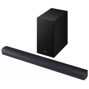 Soundbar Samsung HW-B450F/EN 2.1‑ch Bluetooth ar bezvadu zemfrekvences skaļruni, 300 W RMS, Dolby Audio, ARC