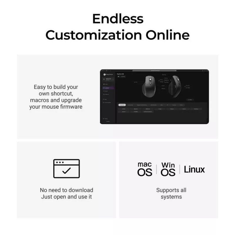 pele Keychron M6 Right-hand Universal — Optical, RF Wireless + Bluetooth + USB-C, 30000 DPI, Melns