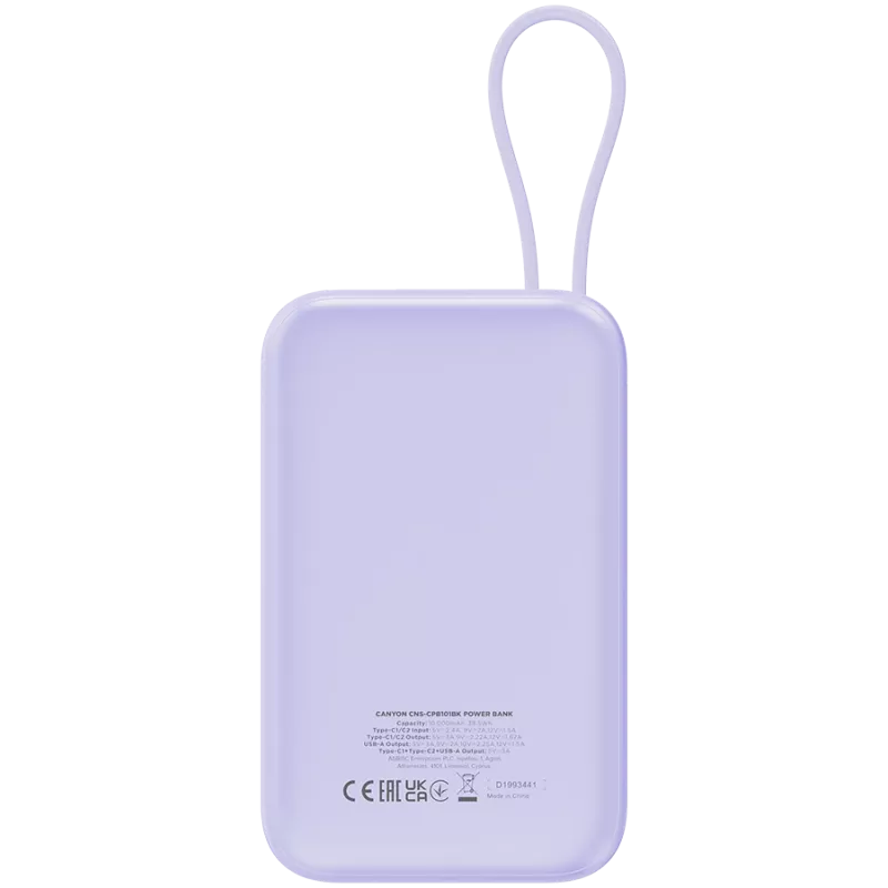 Pārnēsājams ārējais akumulators CANYON OnPower 101 10000 mAh