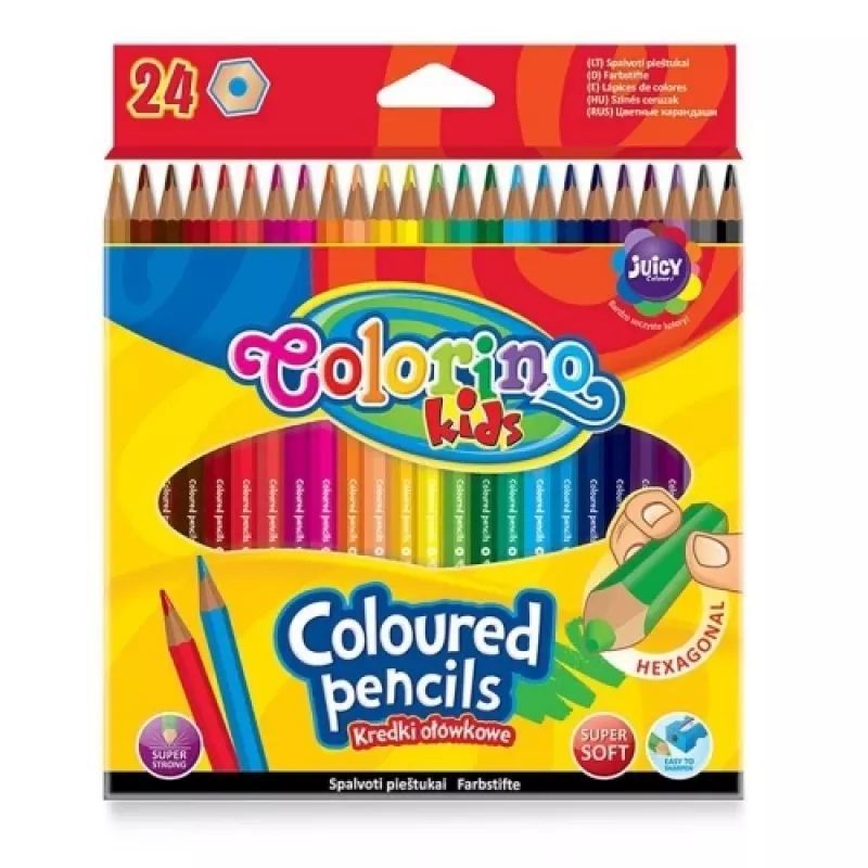 Colorino Kids sešstūrainais krāsainais zīmuļu komplekts 24 krāsas