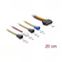 Barošanas kabelis DELOCK SATA 15-pin uz 4×2-pin ventilatoram (12V / 7V / 5V), 20 cm