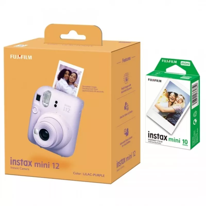 Momentuzņēmumu kamera Fujifilm Instax Mini 12 violetā krāsā ar 10 spīdīgām loksnēm