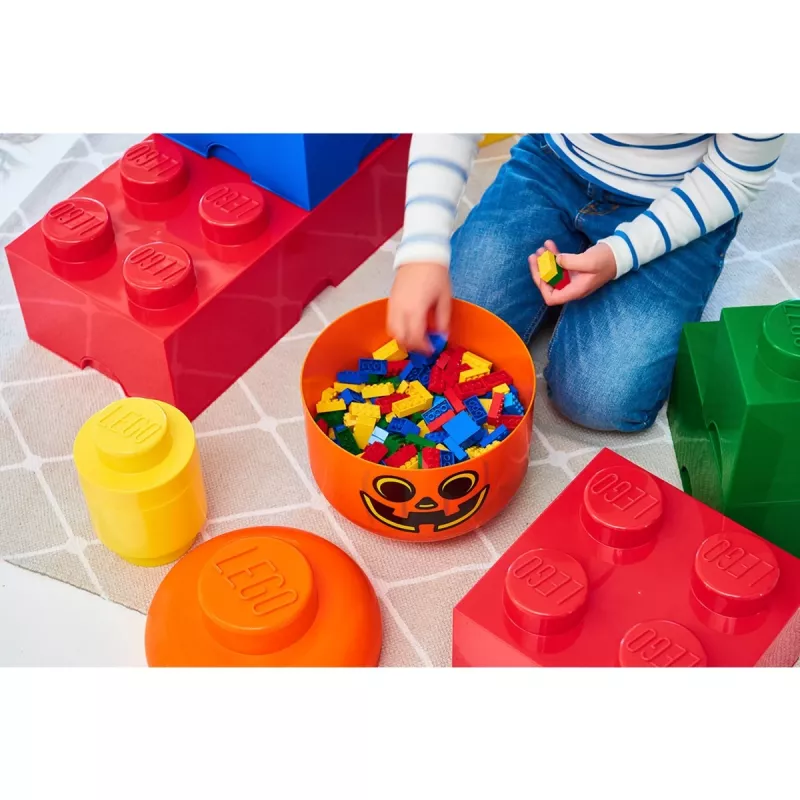 Glabāšanas kaste Room Copenhagen LEGO Storage Head Pumpkin liela oranža/melna