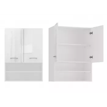 Topeshop POLA MINI DK balts spīdīgs vannas istabas uzglabāšanas skapis Balts