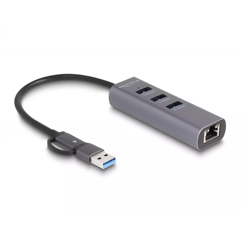 DeLOCK 64282 klēpjdatora dokstacija un portu replikators Vadu USB 3.2 Gen 1 (3.1 Gen 1) Type-C Pelēks (64282)