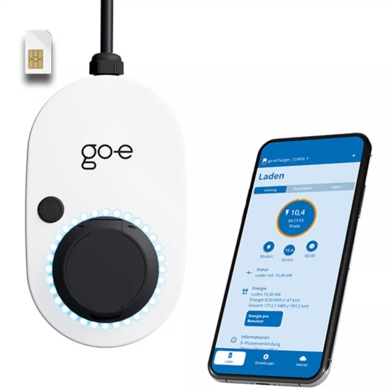 Lādētājs Gemini 2.0, 22 kW (32A 3-fāžu), Wallbox balts/melns, bez kabeļa, 4G/LTE