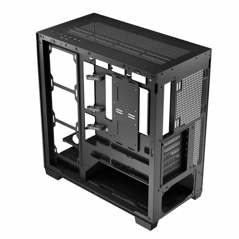 PC korpuss MODECOM Volcano Stellar NF ATX midi tornis, rūdīts stikls, melns, atbalsta ATX/mikro ATX, GPU līdz 420mm, CPU dzesētājs 175mm