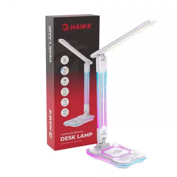 Galda lampa Hawk HW-LAMP04 Balta LED regulējama, balta apdare, regulējams galva un roka