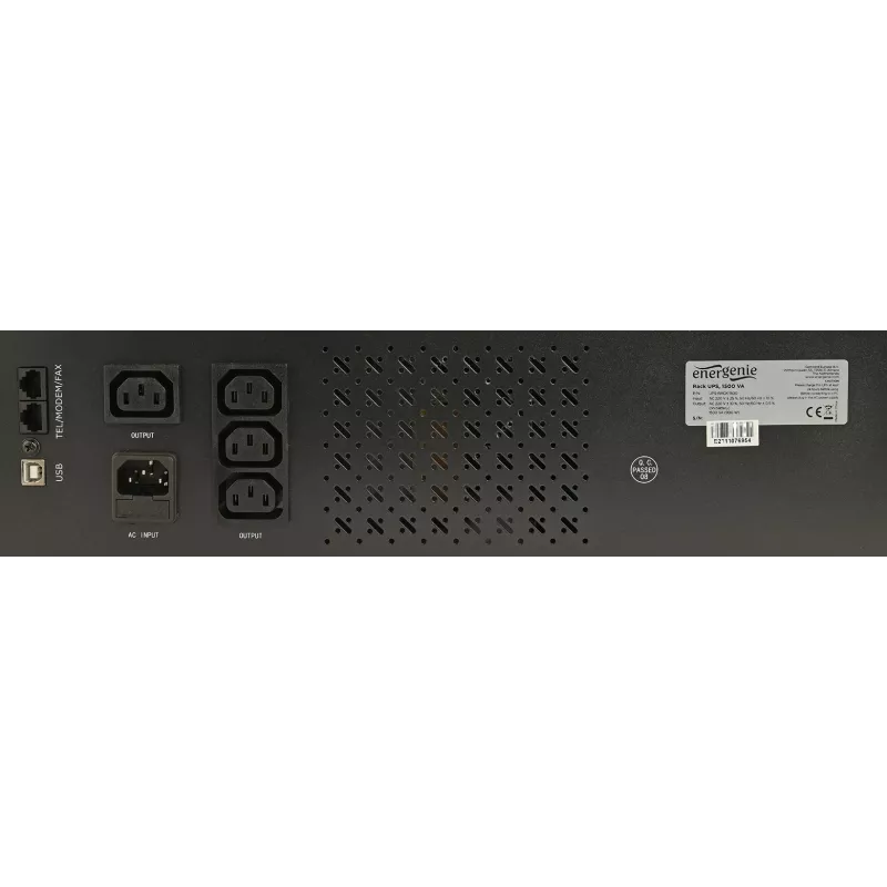 Gembird - UPS plaukts 19'' 3.4U 1500VA, 4xIEC 230V izeja, IEC14 ieeja, RJ11, USB, LCD Line-Interactive 1.5 kVA 900 W 4 kontaktligzdas