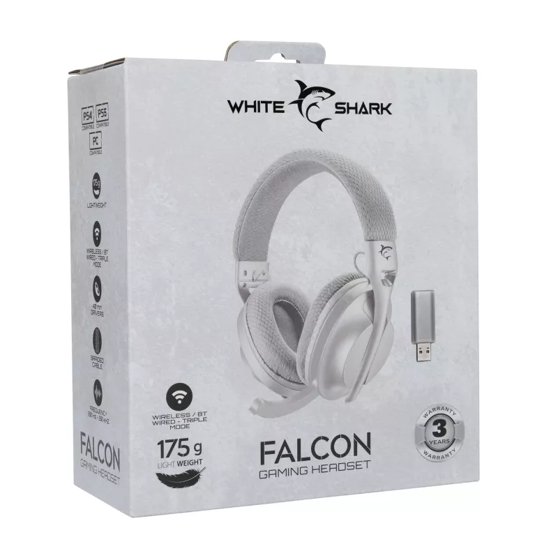 Austiņas White Shark WGH-2441 Falcon balta/pelēka