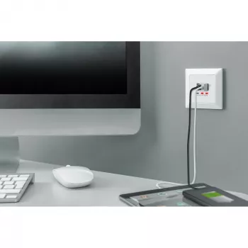 DIGITUS DA-70618 - USB izvade - USB, USB Type C - 2 USB porti, 1 USB-C ligzda - 3,1 A - RAL 9003, signālbaltā krāsā