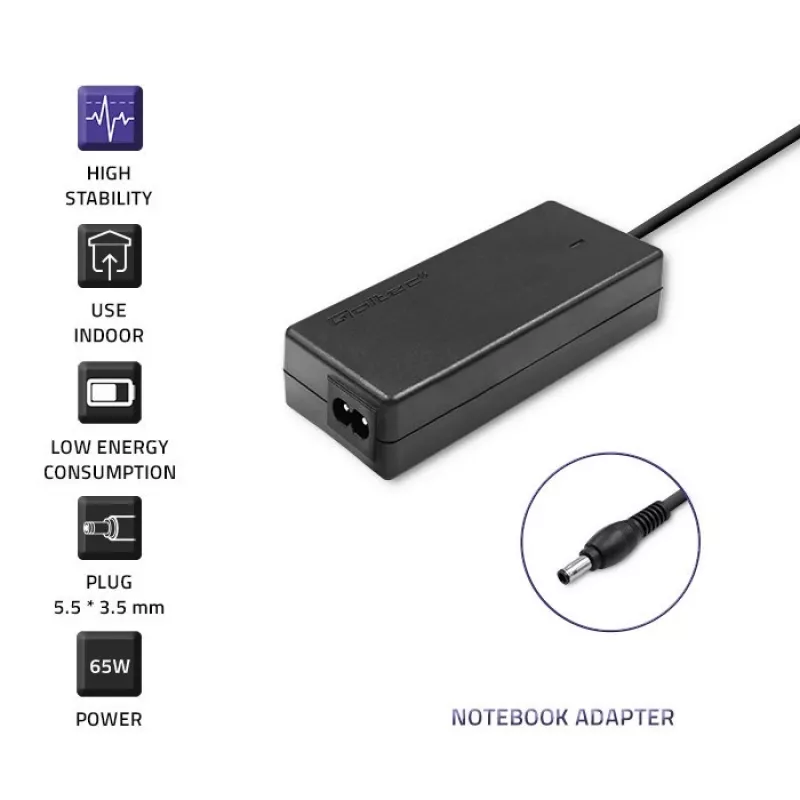 Qoltec 50015.60W Barošanas adapteris Samsung | 60W | 19V | 3,15A | 5,5*3,5+pin | + strāvas kabelis