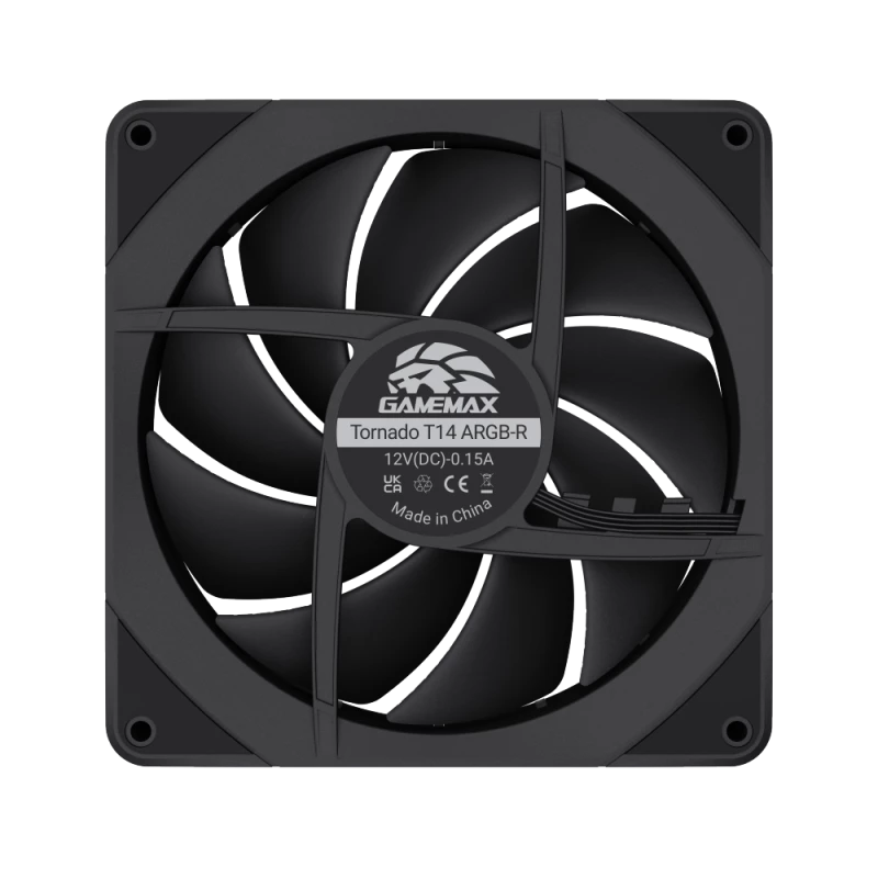 GAMEMAX TORNADO T12 ARGB-R 120mm korpusa ventilators - melns