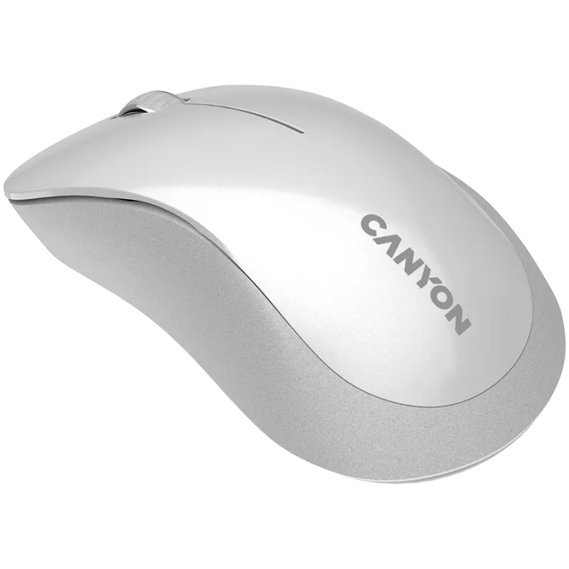 CANYON MW-11, 2,4 GHz bezvadu pele, 3 pogas, 1200 DPI, baterija: AAA*2 gab., perlamutra balta pelēka, 67*109*38 mm, 0,063 kg