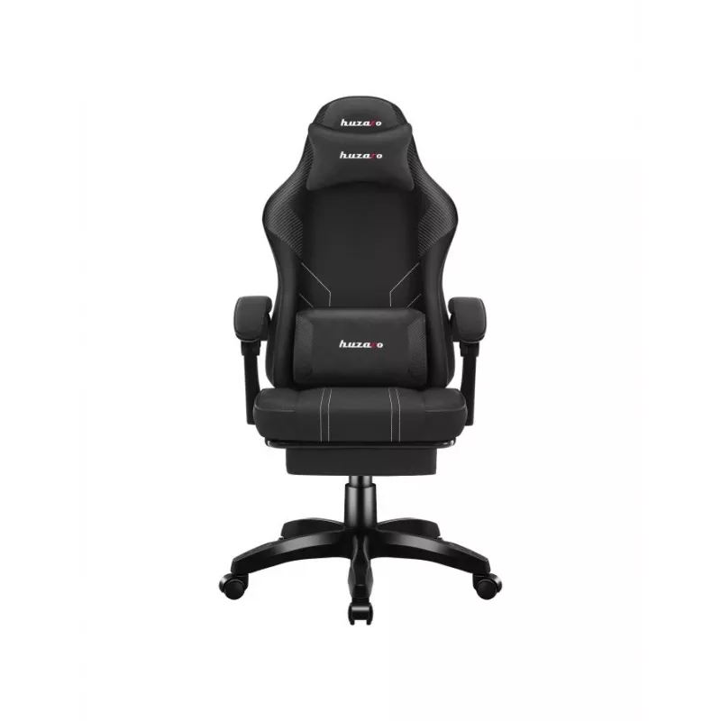 Spēļu krēsls huzaro Force 3.7 Carbon Melns — ergonomisks, regulējams augstums 107.5–116.5 cm, 5 riteņi, jostasvietas un kakla spilveni