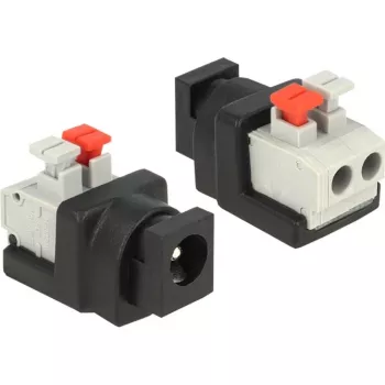 Kabeļa savienotāja adapteris DeLOCK 65524 DC 5.5 x 2.1 mm Melns Sudrabains