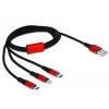 DeLOCK - tikai uzlādes kabelis - Lightning / USB - USB (M) uz Micro-USB Type B, Lightning, USB-C (M) - 1,0m - Ekranēts - Melns (85892)