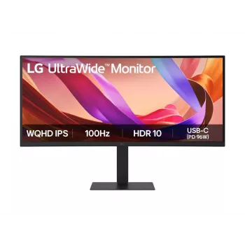 LG 34 collu 21:9 UltraWide WQHD (3440x1440) IPS monitors ar HDR10 un sRGB 99% (tip.), Visu vienā USB-C savienojamība