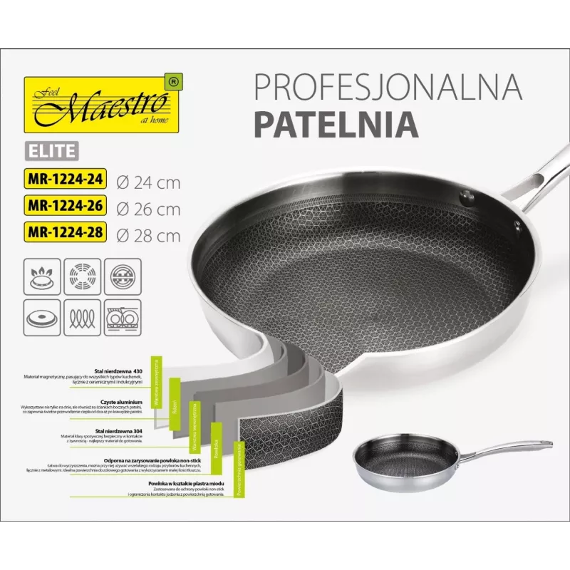 Profesionāla cepamā panna Maestro MR-1224-24 24 cm