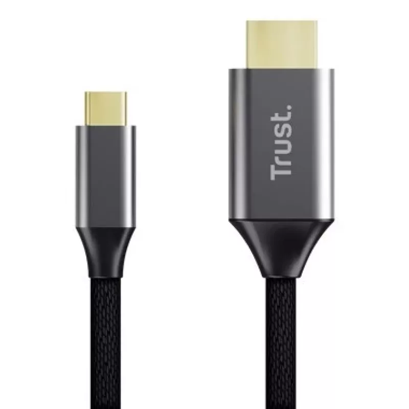 USB-C uz HDMI kabelis TRUST CALYX 25630, 4K (3840x2160), 2 m, melns, tēviņš–tēviņš