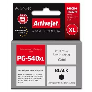 Activejet AC-540NX tinte Canon printerim (aizstāj Canon PG-540XL) Supreme, 25 ml, melna