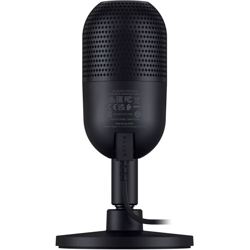 Galda mikrofons Razer Seiren V3 Mini, USB-C, superkardioīds, 20–20000 Hz, 96 kHz, 24-bitu, melns