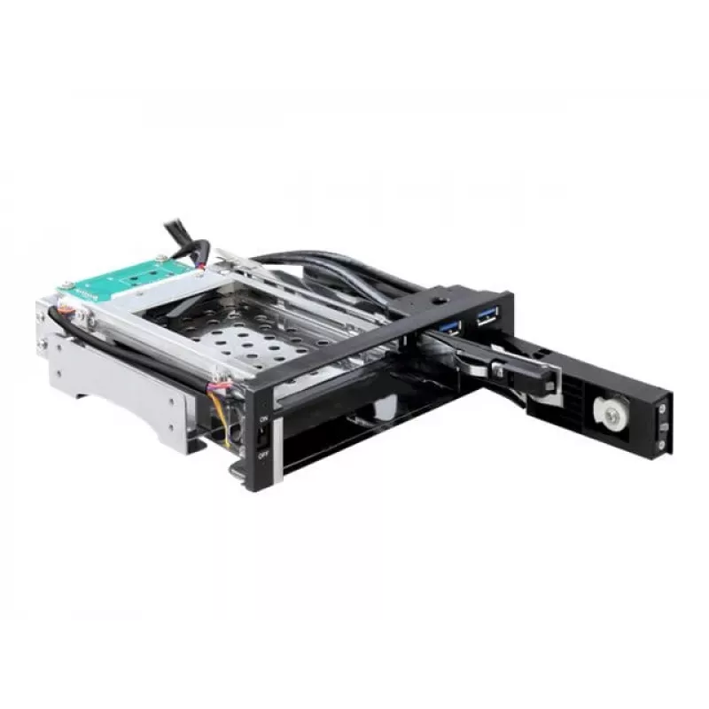 DeLOCK 5,25 mobilais nodalījums 1 x 2,5 + 1 x 3,5 SATA HDD + 2 x USB3.0 porti - mobilais atmiņas nodalījums - 6,4 cm, 8,9 cm (2.5, 8,90 cm (3.5)) (47209)