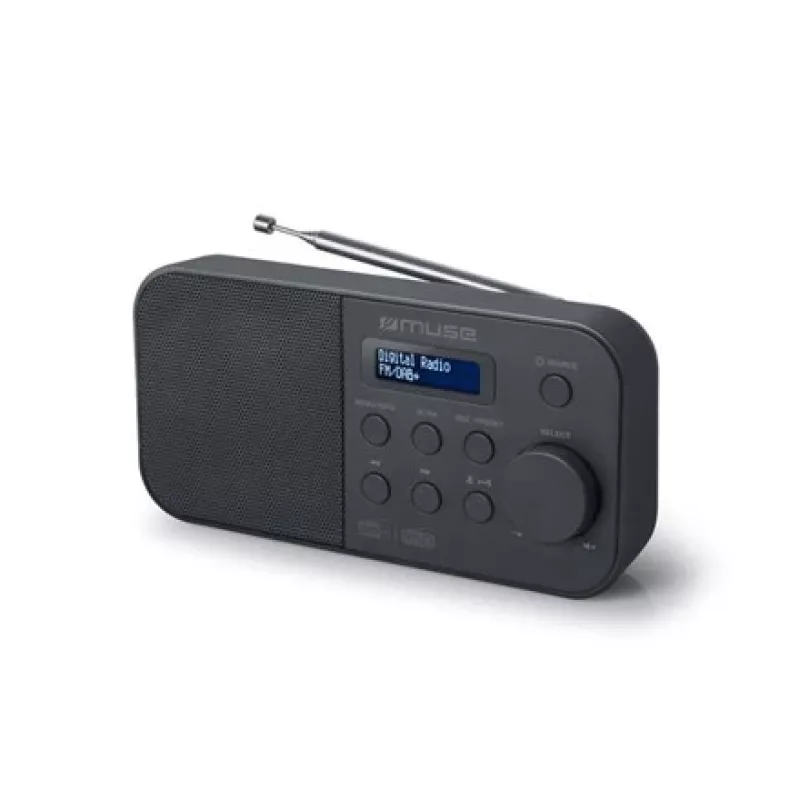 Muse M-109DB pārnēsājams radio, DAB+/FM PLL, LCD displejs, modinātājs, baterijas/tīkls, melns