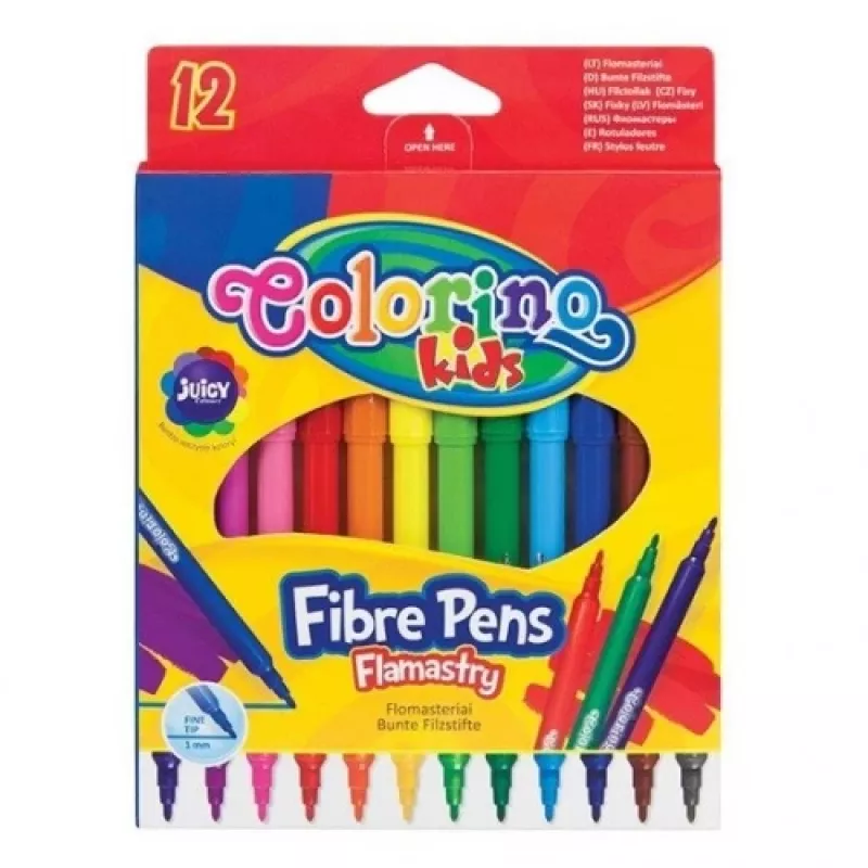 Colorino Kids šķiedru pildspalvas 12 krāsas