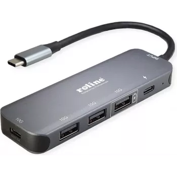 ROLINE USB 3.2 Gen 2 Hub, 5 portu, ar Type-C savienojuma kabeli (14.02.5048)