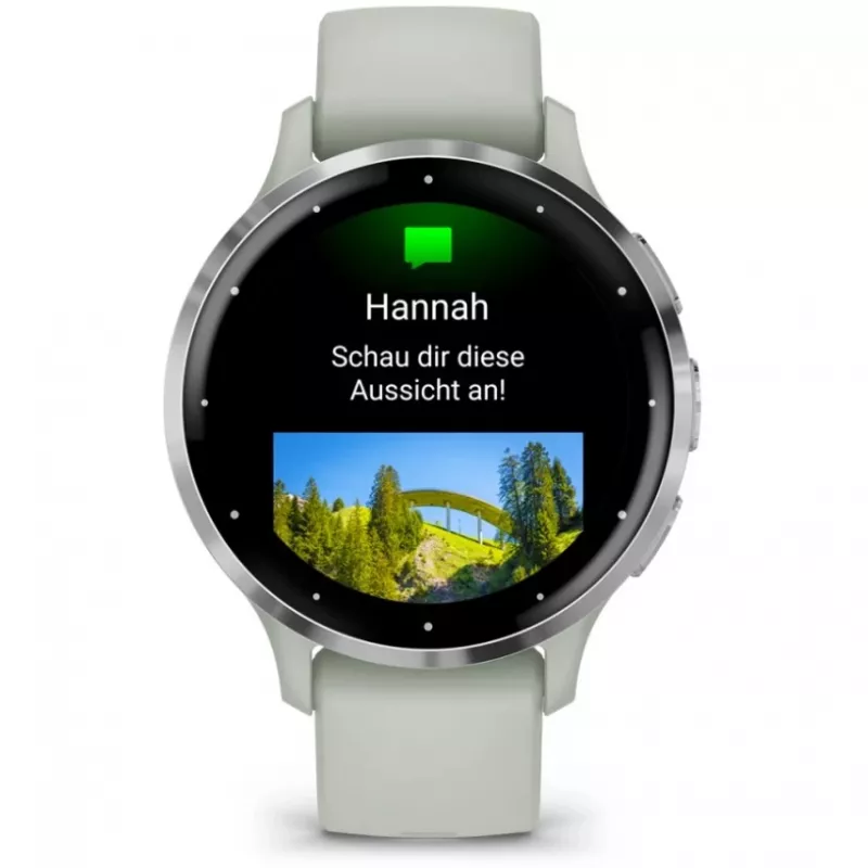Garmin Venu 3S 3,05 cm (1.2) AMOLED 41 mm digitāls 390 x 390 pikseļi skārienjūtīgs pelēks, sudrabs Wi-Fi GPS (satelīts)
