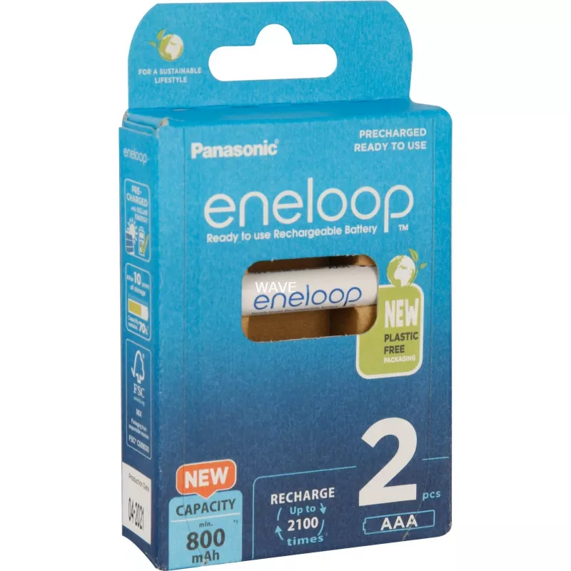 Uzlādējamās baterijas PANASONIC ENELOOP AAA 800 mAh 2 gab. (BK-4MCDE/2CP)