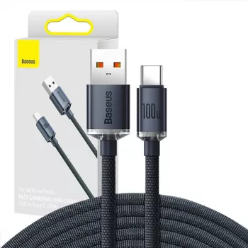 Baseus Crystal Shine kabelis USB uz USB-C, 100W, 2m (melns)
