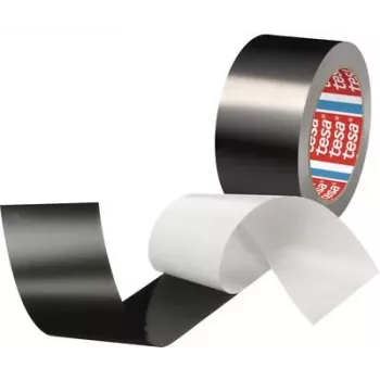 Alumīnija lente Tesa 50577 melna matēta 25 m x 50 mm — karstumizturīga adhezīvā folija