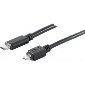 USB kabelis S/CONN 77145-1.0 USB 2.0 1 m USB C Micro-USB B Melns