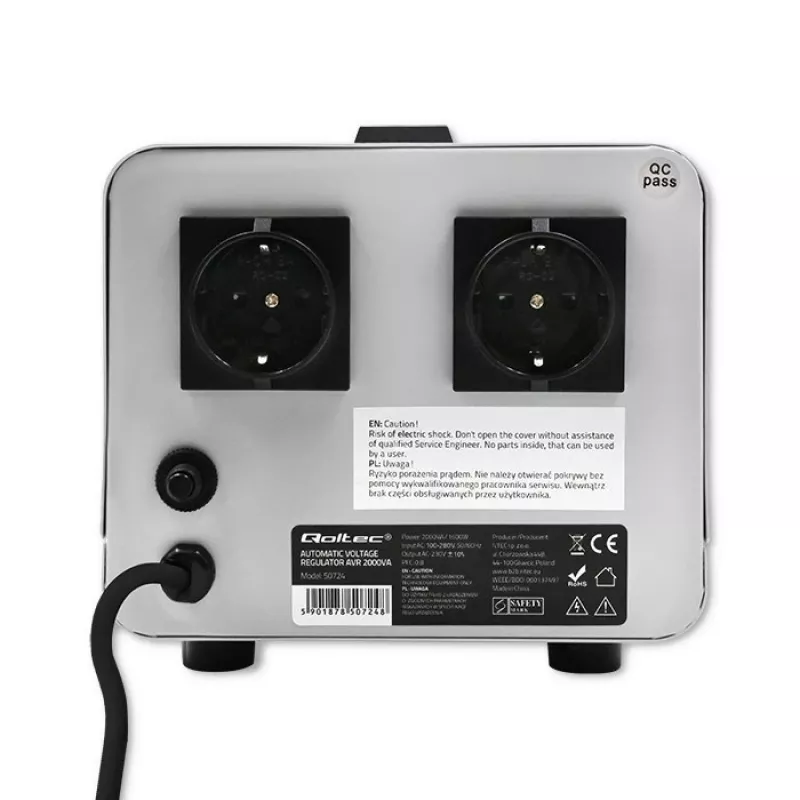 Qoltec 50724 Automātiskais sprieguma stabilizators AVR 2000VA