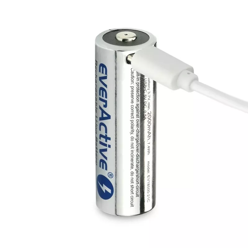 Akumulatora baterija 18500 3,7V Li-ion 2100mAh ar USB-C