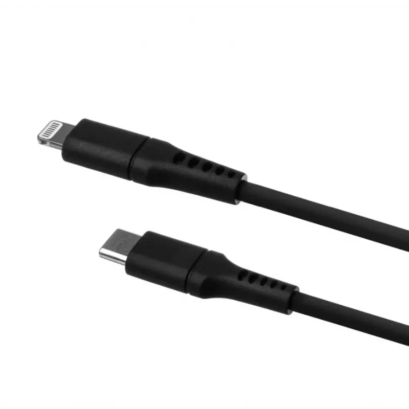 USB-C uz Lightning fiksēts kabelis FIXED FIXDLS-CL12-BK 1,2 m šķidrā silikona