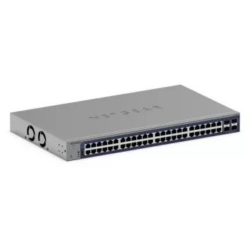 Vadāms Gigabit PoE komutators NETGEAR GS752TXUP — 48× Gigabit RJ-45, 10G atbalsts, 1U statīvs, 176 Gbit/s komutācijas jauda