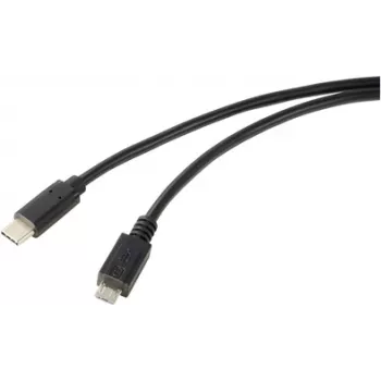 Renkforce USB kabelis USB 2.0 USB-C® spraudnis, USB-Micro-B spraudnis 1.00 m melns apaļš RF-5719754 (RF-5719754)