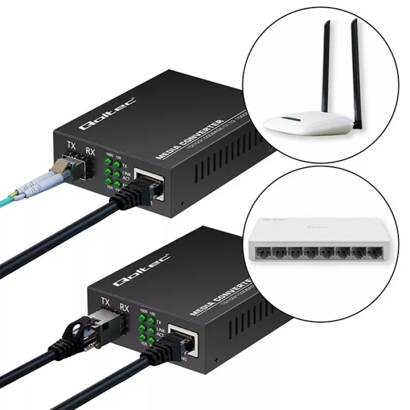 Mediju pārveidotājs SWITCH Ethernet 1x RJ45 1x SFP